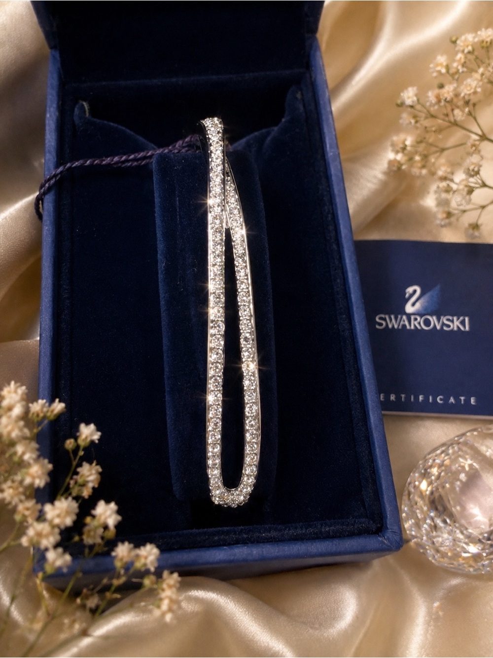 Swarovski Silver Double Row Crystal Bangle